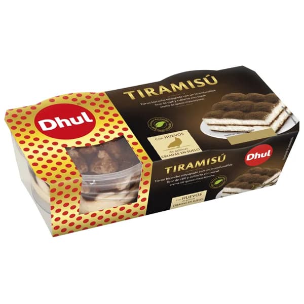 DHUL Tiramisú elaborado con huevos de gallinas criadas en suelo DHUL 2 x 80 g. - 0.16 kg - Imagen del producto en Findit