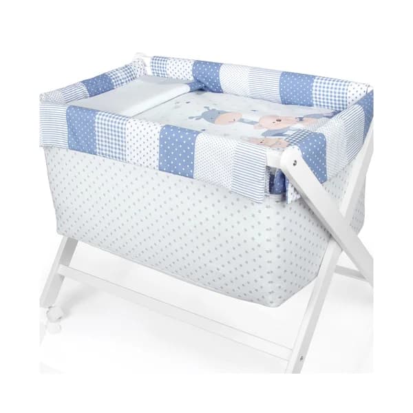 Minicuna de tijera de haya, azul, PISPAS. - 1 ud - Imagen del producto en Findit