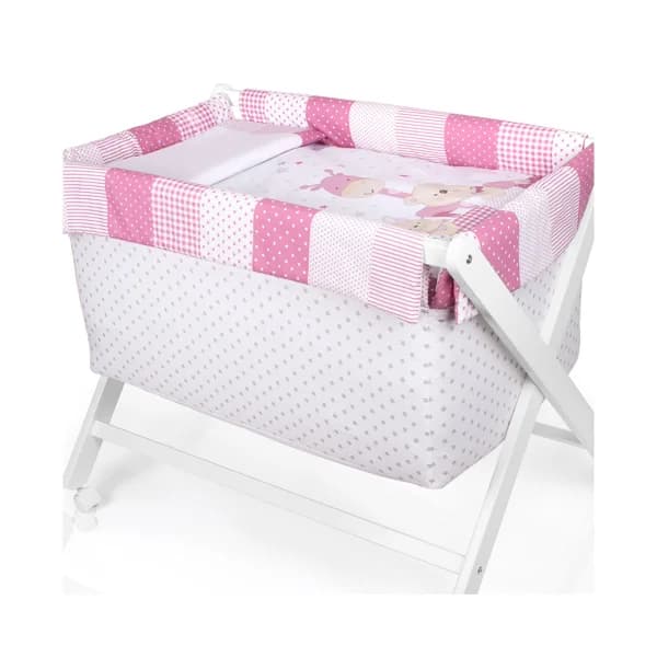 Minicuna de tijera de haya, rosa, PISPAS. - 1 ud - Imagen del producto en Findit