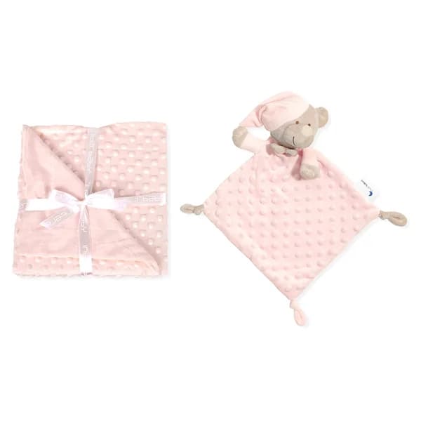 Set de manta burbuja + doudou, color rosa claro, INTERBABY. - 1 ud - Imagen del producto en Findit