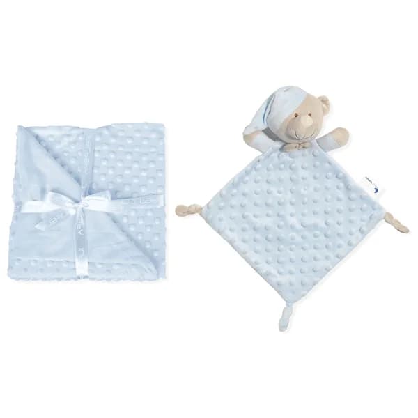 Set de manta burbuja + doudou, color azul, INTERBABY. - 1 ud - Imagen del producto en Findit