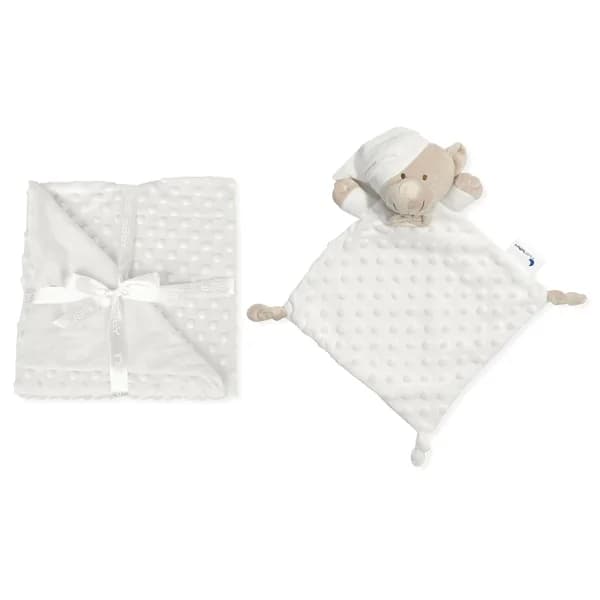 Set de manta burbuja + doudou, color blanco, INTERBABY. - 1 ud - Imagen del producto en Findit