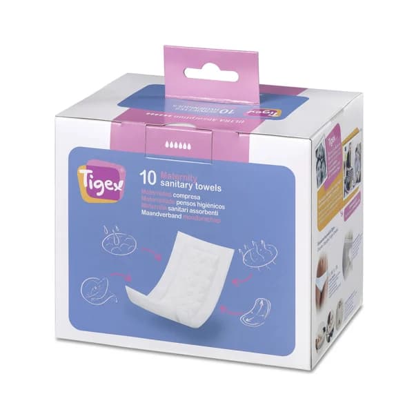 Compresas post parto súper largas y absorbentes, 10 unidades,TIGEX. - 1 ud - Imagen del producto en Findit