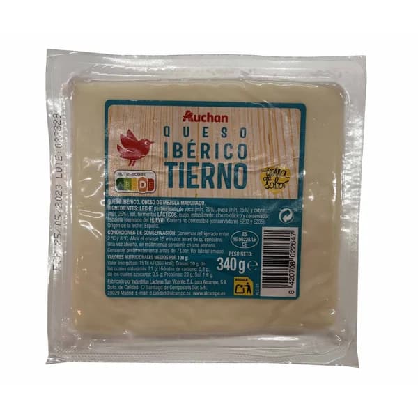 AUCHAN Queso mezcla tierno 340 g. Producto Alcampo - 0.34 kg - Imagen del producto en Findit