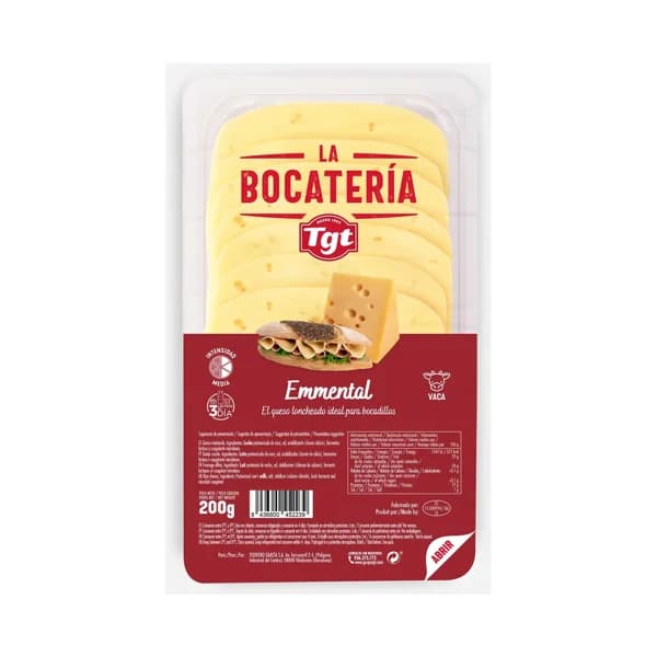 FLOR DE BURGOS Queso en lonchas emmental FLOR DE BURGOS LA BOCATERÍA 200 g. - 0.2 kg - Imagen del producto en Findit