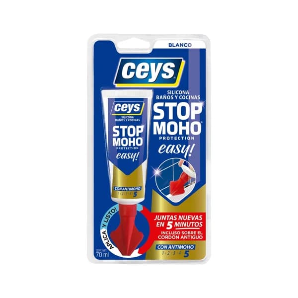 Silicona blanca stop moho 70ml, de fácil aplicación, con espátula incorporada, CEYS. - 0.07 l - Imagen del producto en Findit