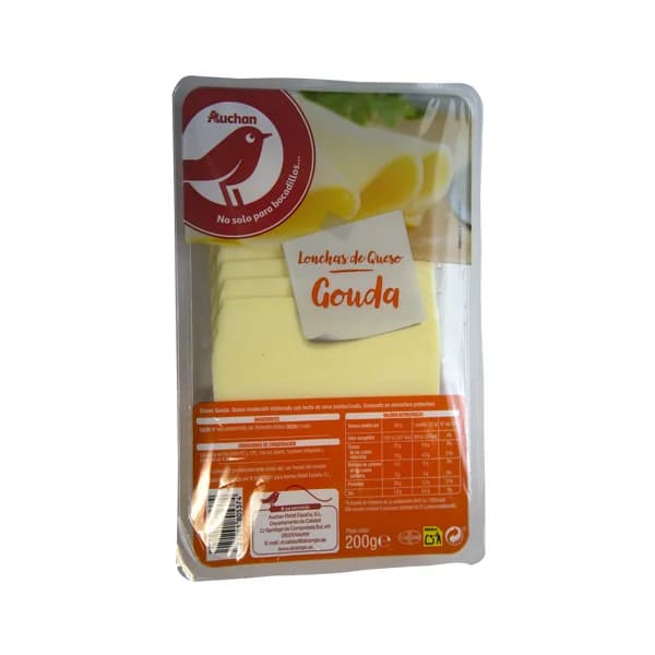 AUCHAN Queso en lonchas Gouda 200 g. Producto Alcampo - 0.2 kg - Imagen del producto en Findit
