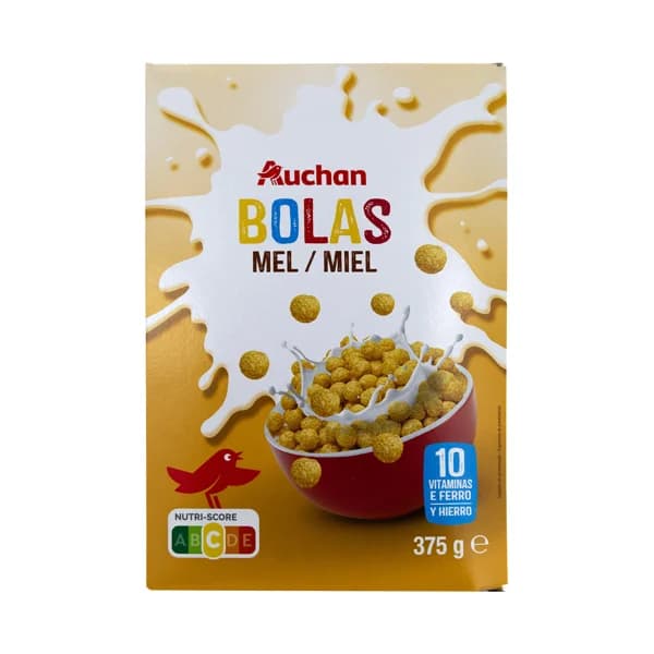 PRODUCTO ALCAMPO Cereales con forma de bola de maiz, trigo y avena con miel 375 g. - 0.38 kg - Imagen del producto en Findit