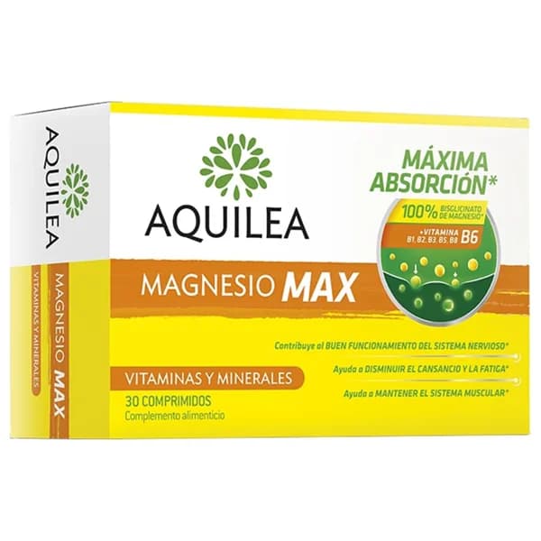 AQUILEA Complemento nutricional a base de Magnesio, vitaminas y minerales AQUILEA Magnesio max 30 uds. - 1 ud - Imagen del producto en Findit