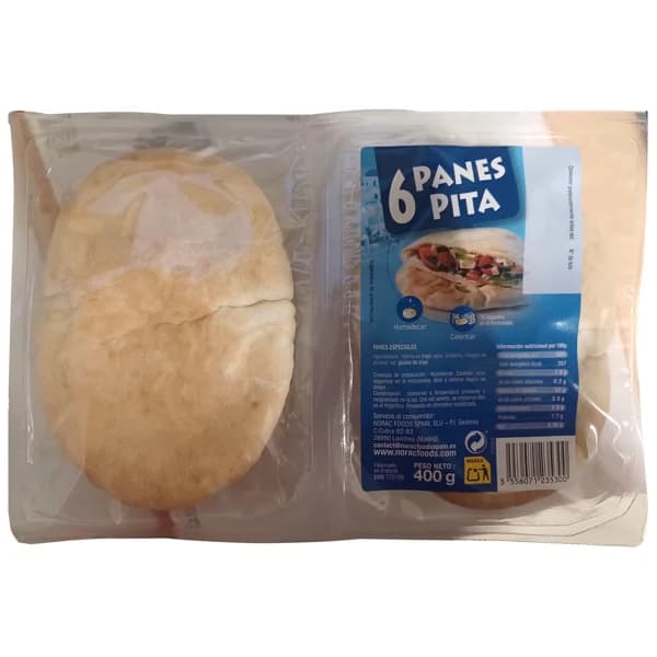 NORA Panes de pita 6 uds. 350 g. - 0.35 kg - Imagen del producto en Findit