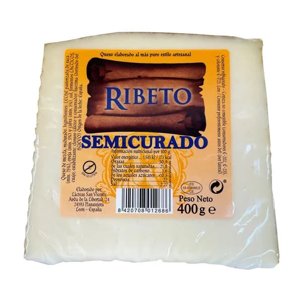 RIBETO Cuña de queso semicurado elaborado de forma artesanal RIBETO 400 g. - 0.4 kg - Imagen del producto en Findit