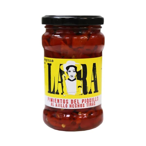 LARA Pimientos del piquillo de primera categoría al ajillo, hechos tiras bote de 290 g. - 0.25 kg - Imagen del producto en Findit