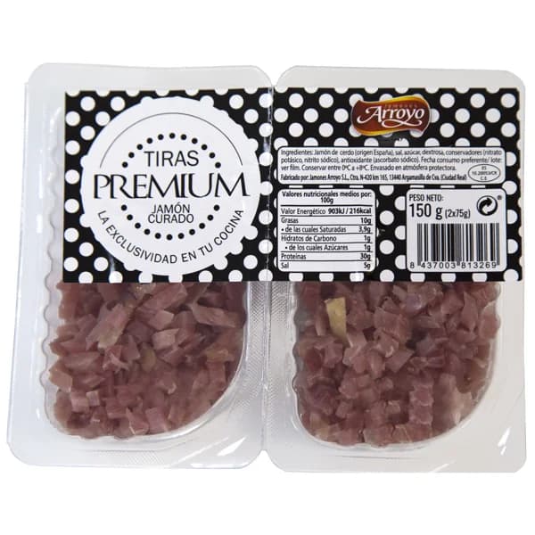 JAMONES ARROYO Tiras premium de jamón curado JAMONES ARROYO 2 x 75 g. - 0.15 kg - Imagen del producto en Findit