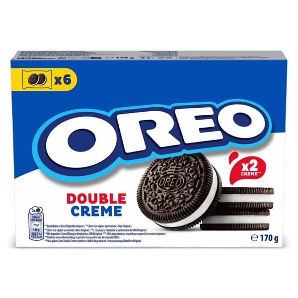 Galletas de cacao rellenas de doble crema Oreo bolsa 170 g - 1 ud - Imagen del producto en Findit