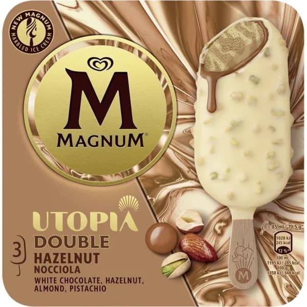 Helado Bombón Utopia Nocciola MAGNUM, pack 3x85 ml - 0.26 l - Imagen del producto en Findit