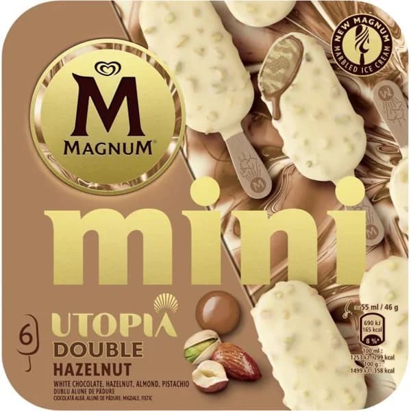 Helado Bombón mini Utopia Nocciola MAGNUM, pack 6x55 ml - 0.33 l - Imagen del producto en Findit