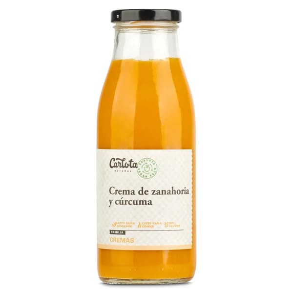 Crema de zanahoria y cúrcuma Carlota Organic botella 500 g - 0.5 kg - Imagen del producto en Findit