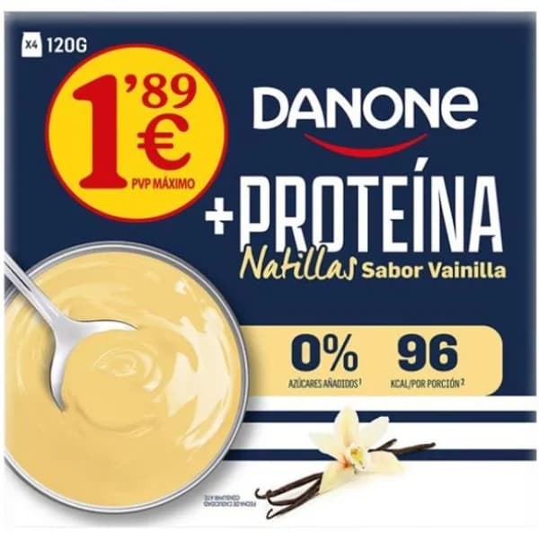 Natillas de vainilla + proteina DANONE, pack 4x120 g - 0.48 kg - Imagen del producto en Findit