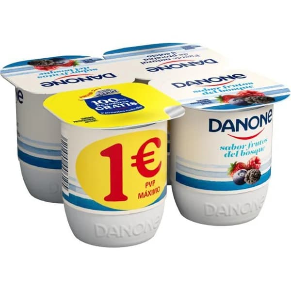 Yogur sabor frutos bosque DANONE, pack 4x120 g - 0.48 kg - Imagen del producto en Findit