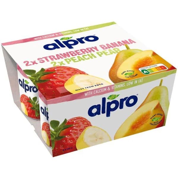 Yogur sabor fresa-plátano-pera-melocoton ALPRO, pack 4x125 g - 0.5 kg - Imagen del producto en Findit
