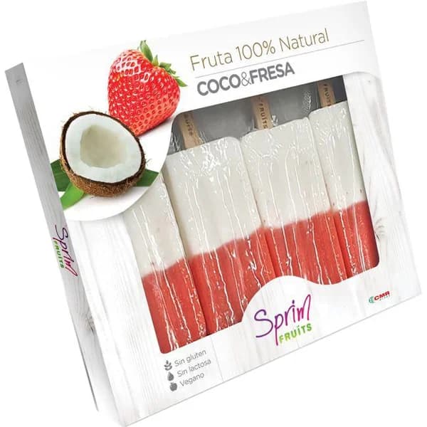 Helado artesanal de frutas coco-fresa SPRIM FRUITS, caja 300 g - 0.3 kg - Imagen del producto en Findit