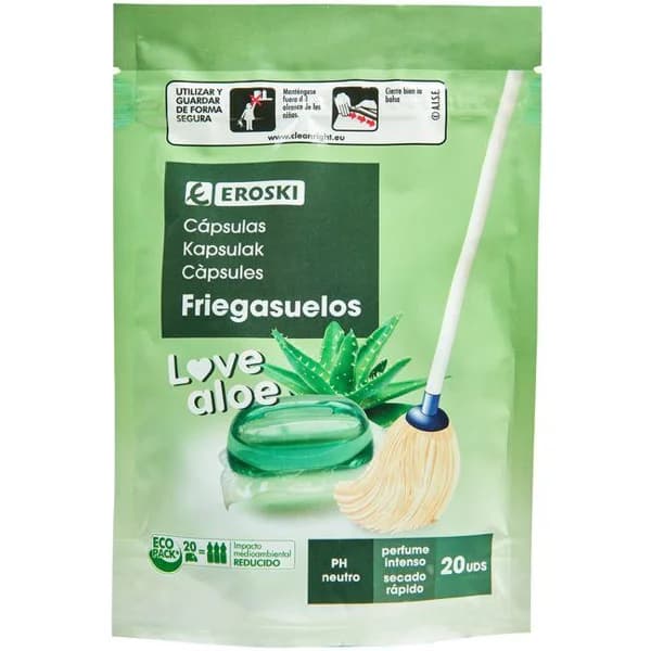 Friegasuelos Love aloe EROSKI, bolsa 20 dosis - 20 ud - Imagen del producto en Findit