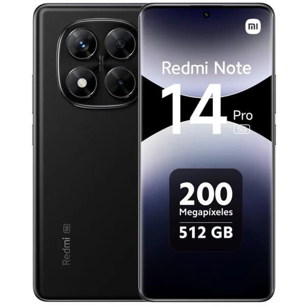 Smartphone libre negro medianoche 12+512 GB, Redmi Note 14 Pro 5G XIAOMI - 0.01 kg - Imagen del producto en Findit