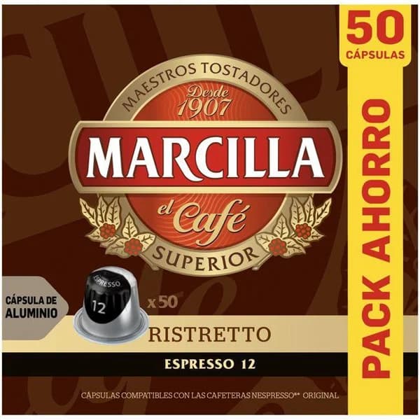 Café Ristrettro compatible Nespreso MARCILLA, caja 50 uds - 50 ud - Imagen del producto en Findit