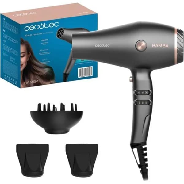 Secador de pelo, AC, 2600 W, tecnología de iones, 2 boquillas, difusor CECOTEC - 1 ud - Imagen del producto en Findit