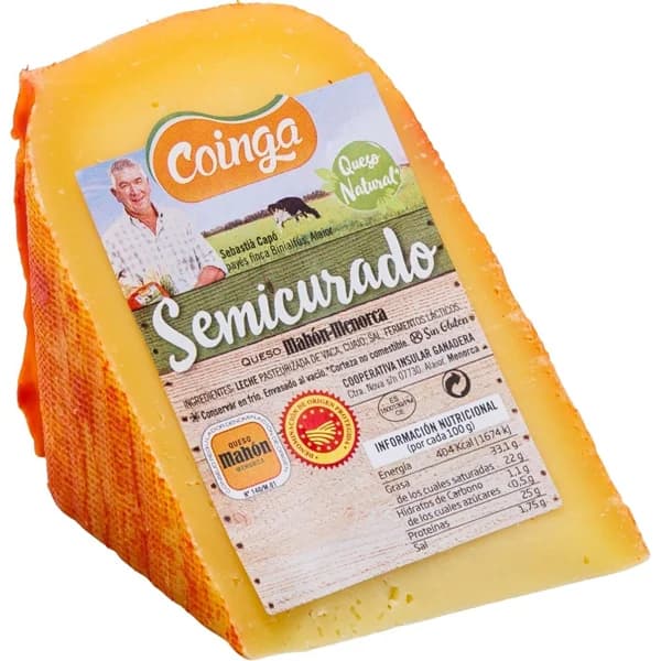 Queso semi DOP Mahón-Menorca COINGA, cuña 225 g - 0.23 kg - Imagen del producto en Findit