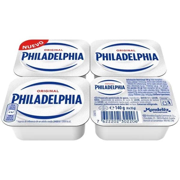 Queso natural en porciones PHILADELPHIA, pack 4x 35 g - 0.04 kg - Imagen del producto en Findit