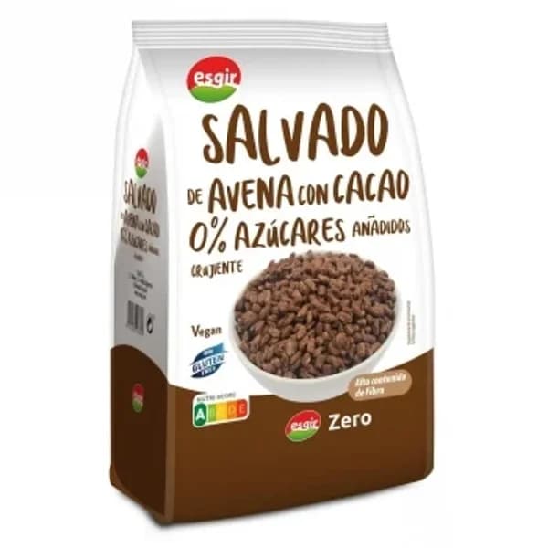Salvado de avena con cacao Esgir sin gluten y sin azúcar añadido 275 g. - 0.28 kg - Imagen del producto en Findit