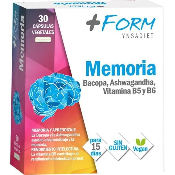 Bacopa, ashwagandha (Memoria) en cápsulas +FORM, caja 30 uds - 30 ud - Imagen del producto en Findit