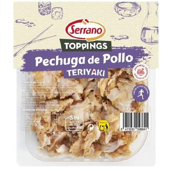 Tiras de pollo Teriyaki SERRANO, bandeja 140 g - 0.14 kg - Imagen del producto en Findit