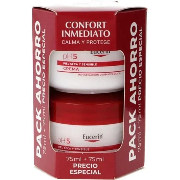 Crema piel sensible y seca PH5 EUCERIN, pack 2x75 ml - 0.15 l - Imagen del producto en Findit