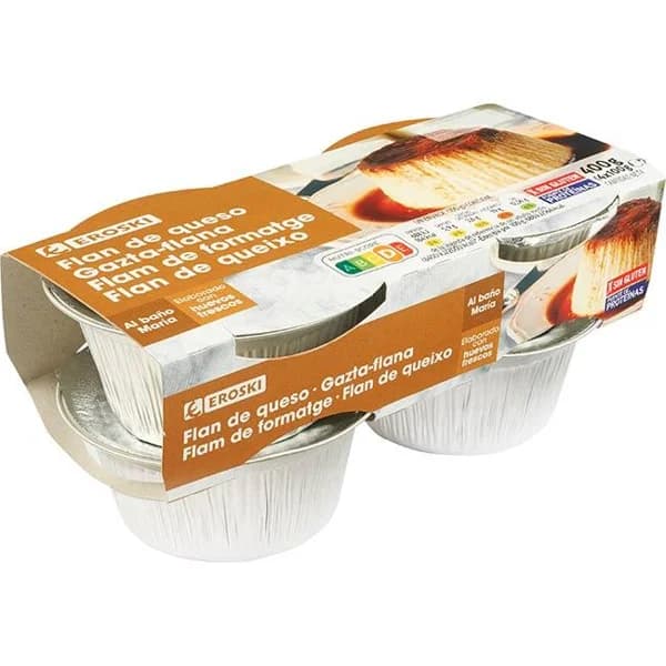 Flan de queso EROSKI, pack 4x100 g - 0.4 kg - Imagen del producto en Findit