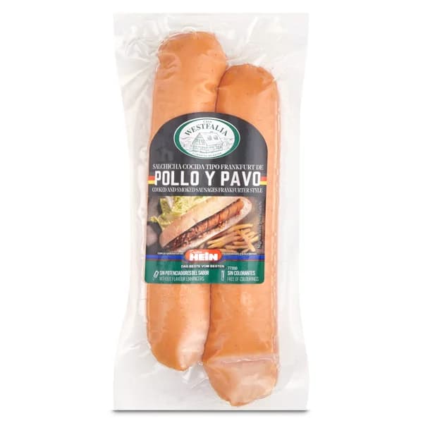 Salchichas 75% pollo y pavo hot dog Casa westfalia bolsa 180 g - 0.18 kg - Imagen del producto en Findit
