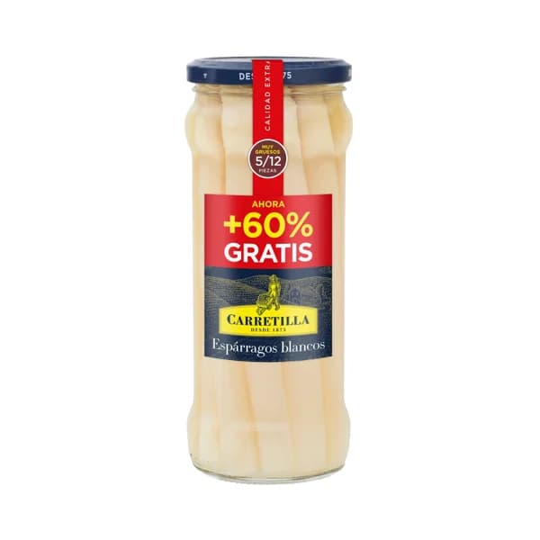 CARRETILLA Espárragos blancos extra frasco + 60 % gratis 325 g. - 0.33 kg - Imagen del producto en Findit
