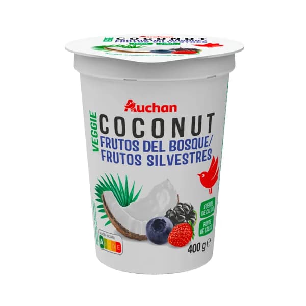 AUCHAN Yogur vegetal de coco con frutas del bosque 400 g. Producto Alcampo. - 0.4 kg - Imagen del producto en Findit