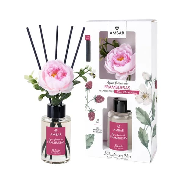AMBAR Ambientador perfumador de varillas con flor (Mikado), con aroma a frambuesas 75 ml. - 0.08 l - Imagen del producto en Findit