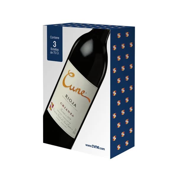 CUNE  Vino tinto crianza con D.O. Rioja CUNE estuche de 3 botellas de 75 centilitros - 1 ud - Imagen del producto en Findit