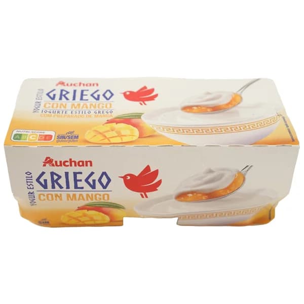 AUCHAN Yogur estilo griego bicapa con mango 4 x 125 g Producto Alcampo. - 0.5 kg - Imagen del producto en Findit