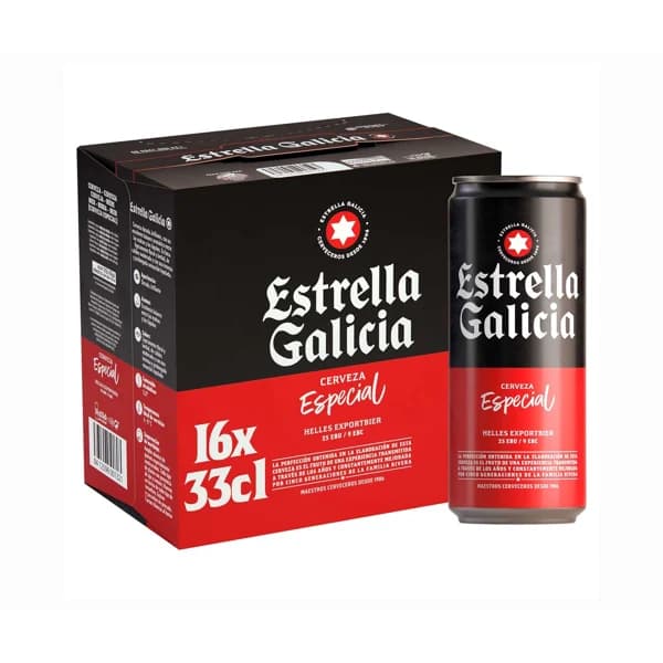 ESTRELLA GALICIA Cerveza especial pack lata 16 x 33 cl. - 5.28 l - Imagen del producto en Findit
