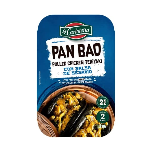 LA CARLOTEÑA Pan bao negro de pollo teriyaki deshilachado con salsa de sésamo 215 g. - 0.21 kg - Imagen del producto en Findit