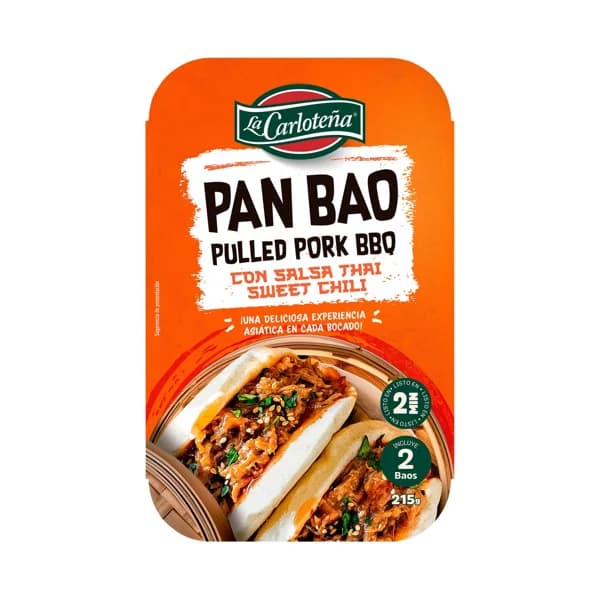LA CARLOTEÑA Pan bao de cerdo barbacoa deshilachado con salsa tahi sweet chili 215 g. - 0.21 kg - Imagen del producto en Findit