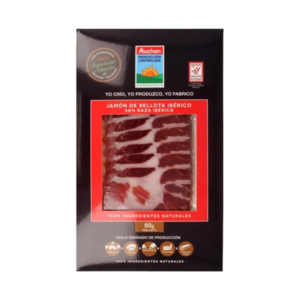 ALCAMPO CULTIVAMOS LO BUENO  Jamón de bellota ibérico (50% raza ibérica)  80 g. - 0.08 kg - Imagen del producto en Findit