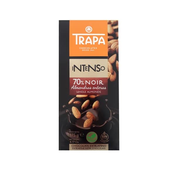 TRAPA Chocolate negro (70 % cacao) con almendras 175 g. - 0.18 kg - Imagen del producto en Findit