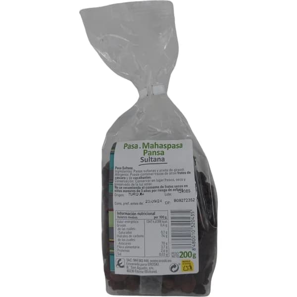 Pasa sultana sin semilla, tarrina 200 g - 0.2 kg - Imagen del producto en Findit