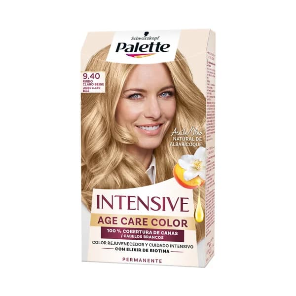 PALETTE Tinte de pelo permanente tono 9.40 Rubio claro beige PALETTE Intensive age care color de Schwarzkopf. - 1 ud - Imagen del producto en Findit