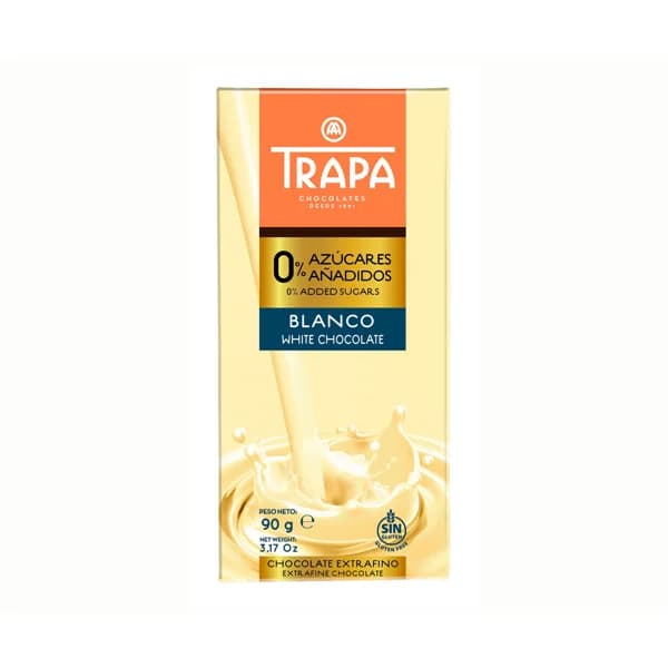 TRAPA Chocolate blanco sin azúcar añadido  90 g. - 0.09 kg - Imagen del producto en Findit